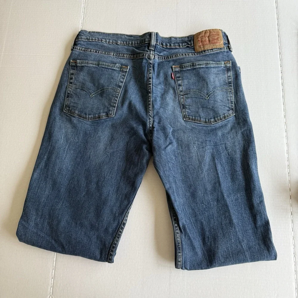 Levi's‎ 514 Jeans Mens 34X32 Blue Cotton Denim Straight Dark Indigo Wash Red Tab
